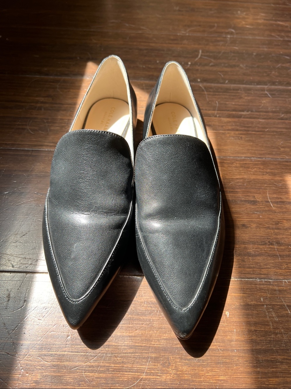 Leather Pointed Slip-On Flats, Size 10 B. GREAT shape!